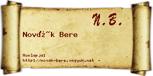 Novák Bere névjegykártya